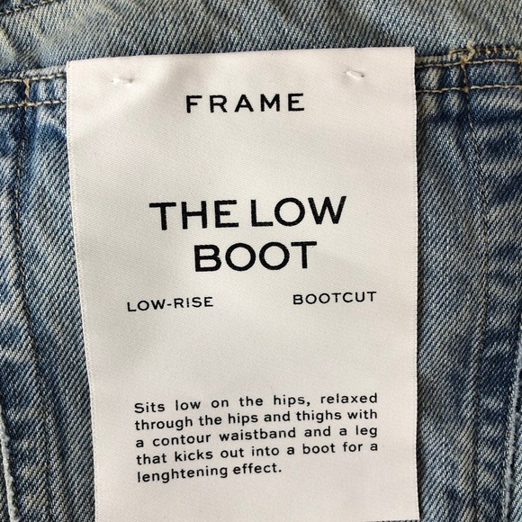 FRAME The Low Boot Jeans Biodegradable Distressed Denim Indigo Summit NWT Sz 32 - Picture 6 of 10